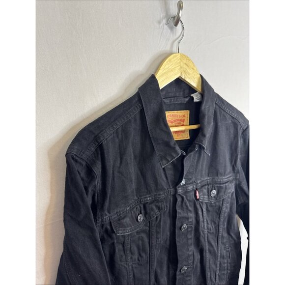 Levi’s Trucker Jacket Black Denim Mens Large Classic Button Front - Picture 3 of 9